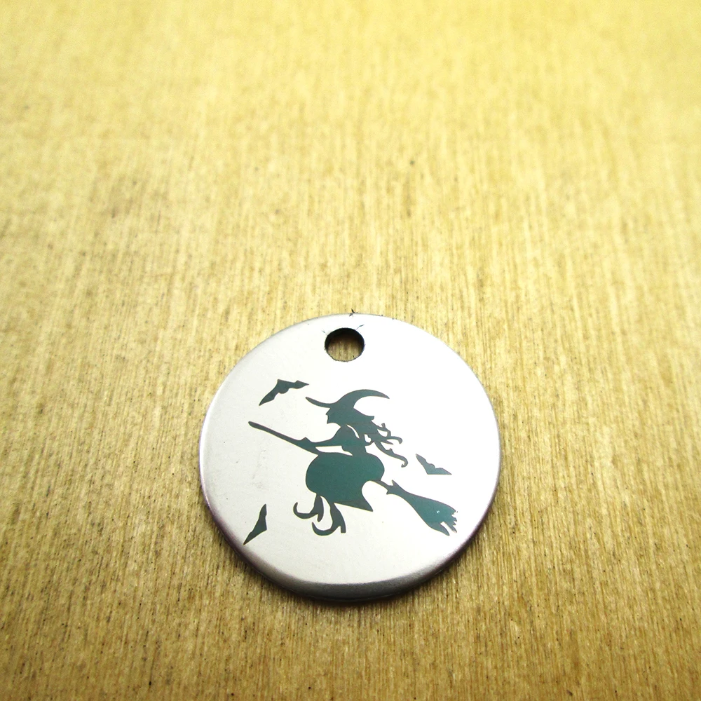 20pcs--Bat magic sweep flying Witches  stainless steel charms - Laser Engraved - Customized - DIY Charms Pendants