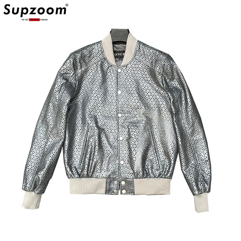 

Supzoom New Arrival Fashion Casual Autumn And Winter Vintage Breathable mesh sheepskin Classic Handsome Pure Leather Jacket Men