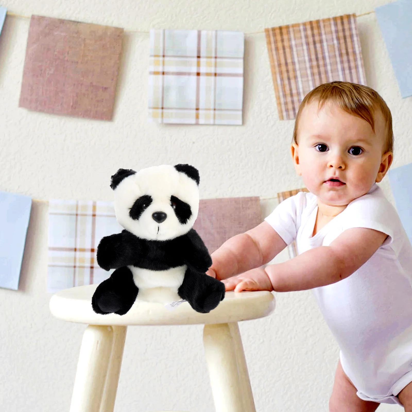 Adorável Panda Hand Puppet Plaything Animal, Brinquedo de pelúcia para crianças, Brinquedo educativo precoce