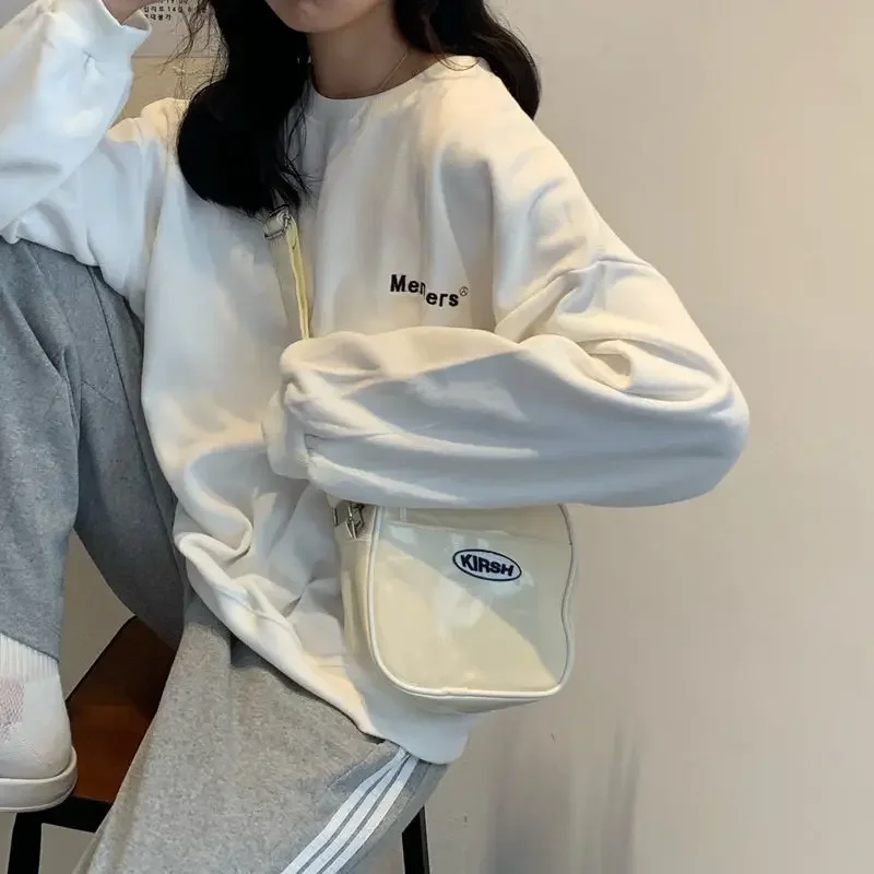 Hoodies Women O-neck Letter All-match Thin Sweatshirt Students Chic Fashion Long Sleeve Vintage Outwork Teens New Casual Simple