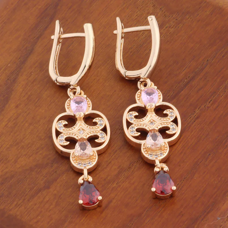New Arrival Luxury Quality Vintage Jewelry Natural Zircon Elegant Earrings For Women Gold Color Dangle Earrings Daily Jewelry image 2