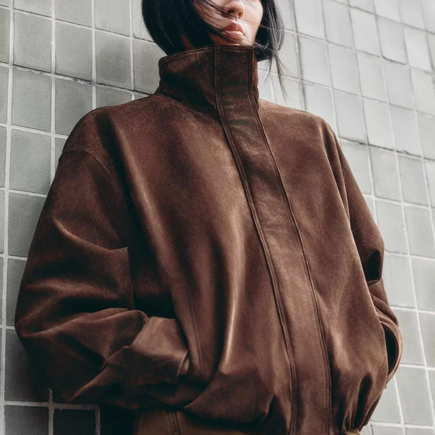 معطف نسائي من Ele Fashion لخريف 2025 مصنوع من الجلد المضاد للفراء مناسب للملابس الخارجية من ماركة Z معطف للسيدات