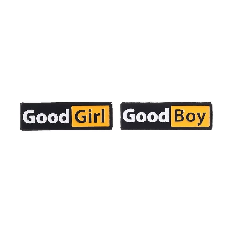 Simple letter series badges, 'GoodBoy' and 'GoodGirl' shaped alloy pins, accessories for clothing and bags, gifts for friends