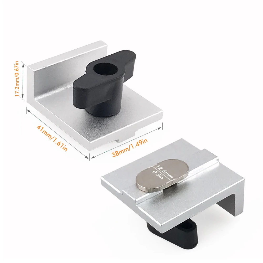 4PCS Bi-Directional Short Stop Block Kit For T Track Woodworking Silver Aluminum Guide Rail Limit Stop Accessories