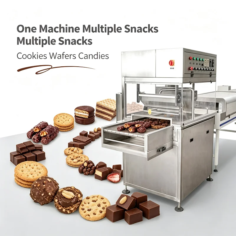 Chocolate Enrobing Equipment Temperature-Controlled Coating System for Nuts & Dried Fruit, Compact Applicator for Donut Making