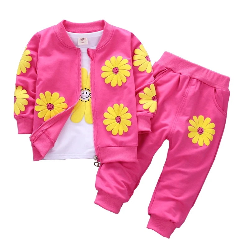 Frühling Herbst Baby Mädchen Baumwolle Sporta nzug Kleinkind Kinder Kleidung Kinder Kleinkind Blumen Hoodies Jacke Hose Casual Set