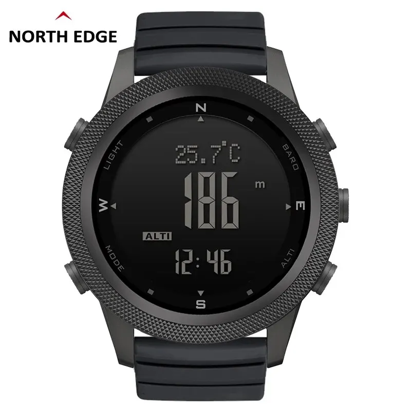 NORTH EDGE APACHE-46 Orologio digitale da uomo Sport all'aria aperta Corsa Nuoto Orologi sportivi all'aria aperta Altimetro Barometro Bussola WR50M