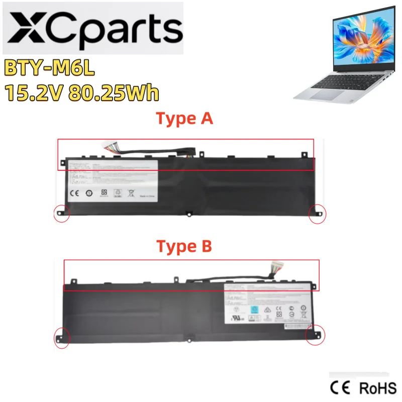 

Новый аккумулятор для ноутбука 15,2 В, 80,25 Втч BTY-M6L для MSI GS65 GS75 Stealth Thin 8RF 8RE PS63 P65 P75 Creator 8RC 8SC 9SC 9SE MS-16Q3