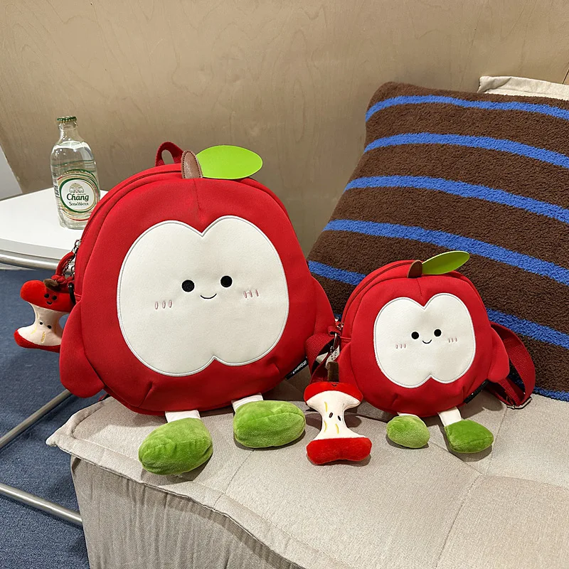 

2025 New Anime Cartoon Peripheral Cute Apple Backpack Student Backpack Travel Backpack Leisure Large Capacity Commuter Bag