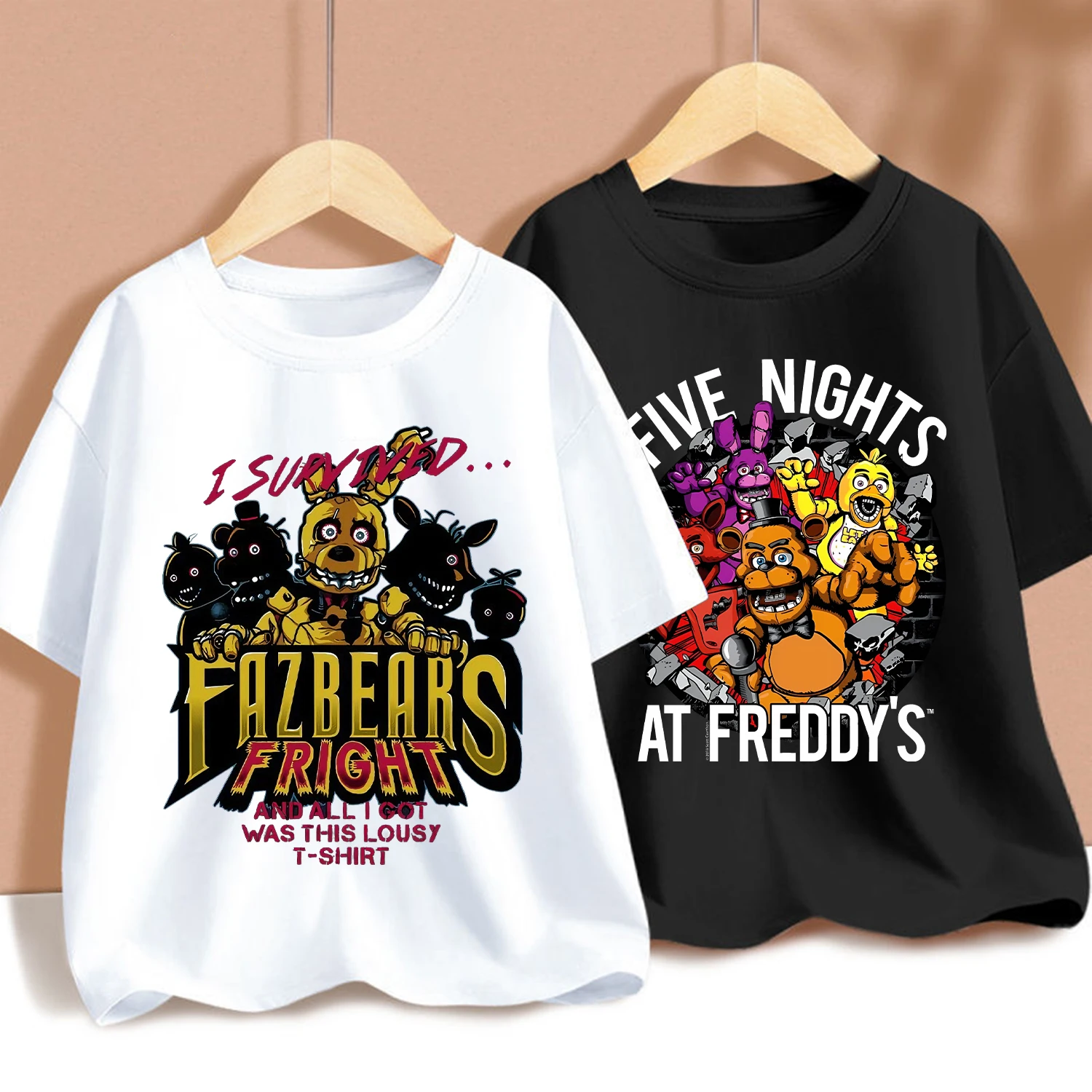 Nuevas camisetas para niños Five Nights At Freddys, camiseta con gráfico de dibujos animados FNAF, camisetas deportivas informales para niños, ropa de manga corta para niños