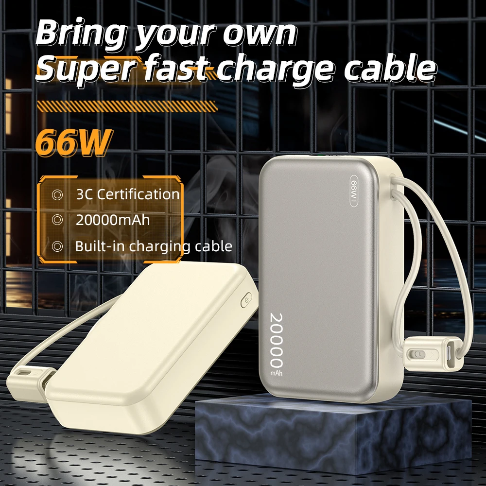 

20000 мАч Power Bank Быстрая зарядка с 2 кабелями Цифровой дисплей Powerbank Аккумуляторные батареи для iOS 13 14 15 Xiaomi Huawei