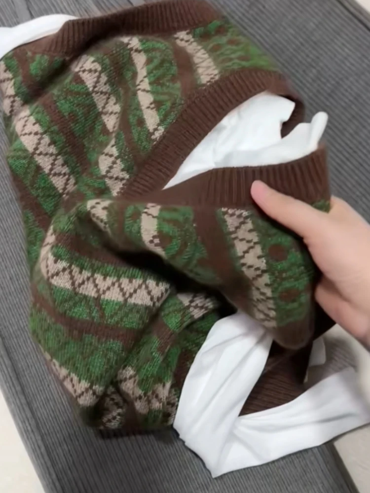 Faionable Vintage Geborduurd Vest Casual Comfortabel Eenvoudig V-hals Herfst Winter Trui Veelzijdig Basic Woon-werkverkeer Sle Onl...