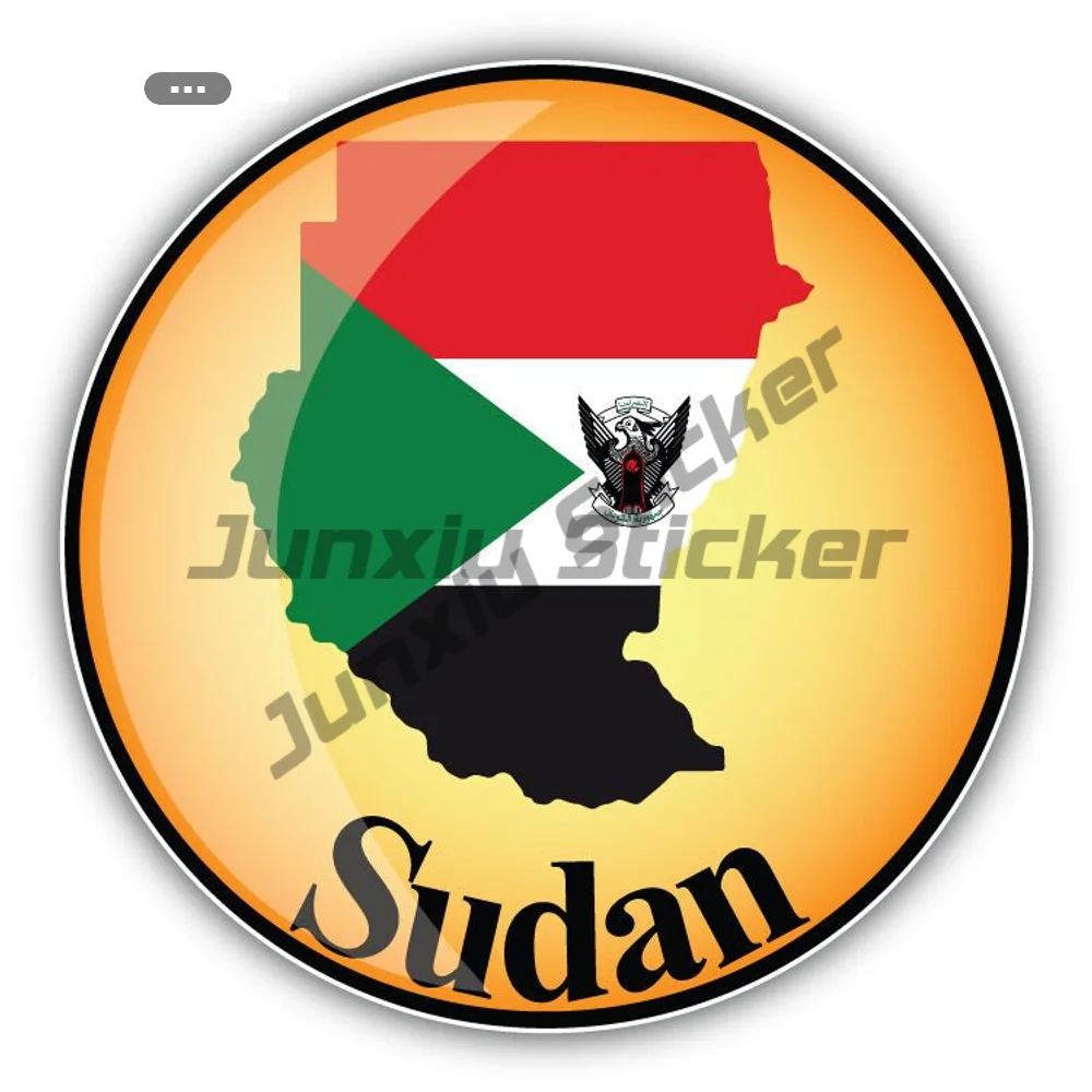 

Sudan Map Flag Glossy Label Scratch-proof Sticker Car Bumper Guitar Phone Window Engine Cover Decorative Decal V125 Motorcycle
