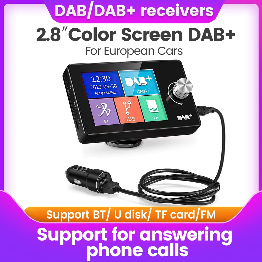 MEKEDE 2.8 inch Color screen DAB+ For Éuropean Cars support BT Support USB flash drive Support TF card Support MCX interface