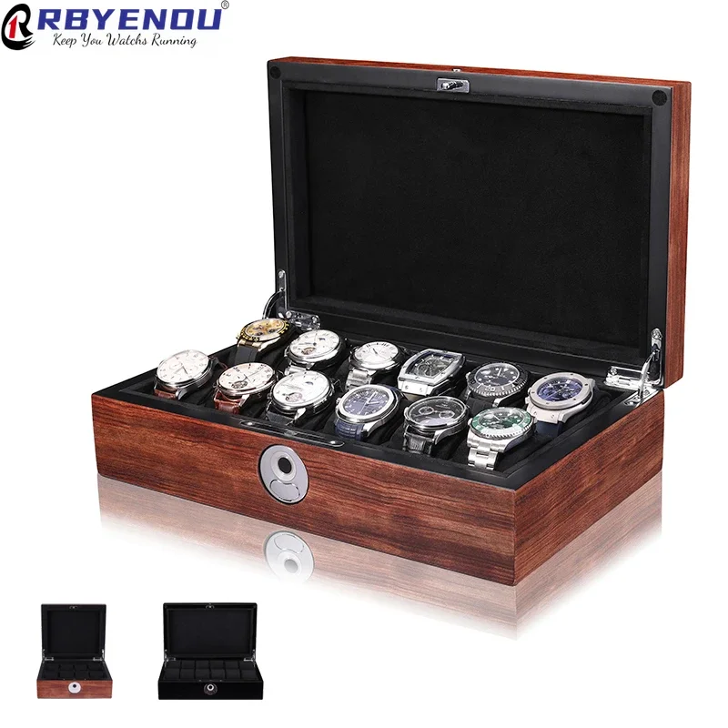 Luxury High-end Baked Paint Fingerprint Unlocking 8/12 Slot Watch Case Box Customizable Logo Watches Organizers Storage Case Box