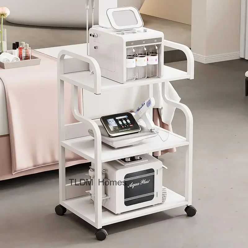 Tattoo Cart Iron Trolley Shopping Stainless Steel Lash Pedicure Wood Furniture Salon Transparent Small Spa Makeup Dressing Table