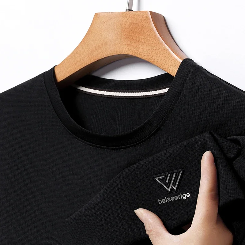 2026 Men\'s New Summer Embroidered Round Neck Short Sleeved T-shirt Casual Fashion Breathable Comfortable Top