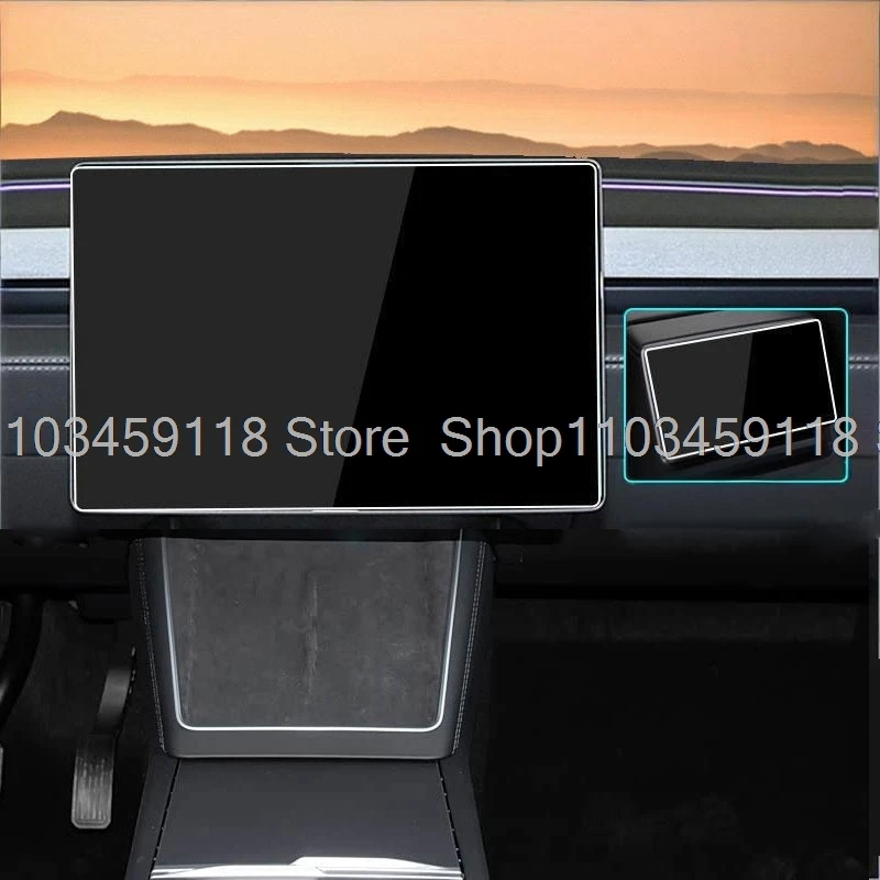 테슬라 모델 YL 테슬라 모델 Y 2026 16인치 차량용 GPS 네비게이션 8인치 후방 에어컨용 강화유리 스크린 보호필름 썸네일 2