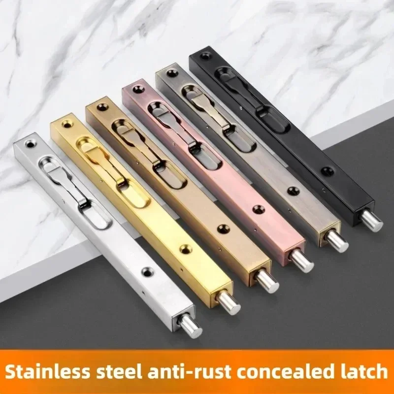 Wooden Door Floor Latch, Stainless Steel Up-Down Concealed Door Bolt, Security Door & French Door Concealed Latch Hardware