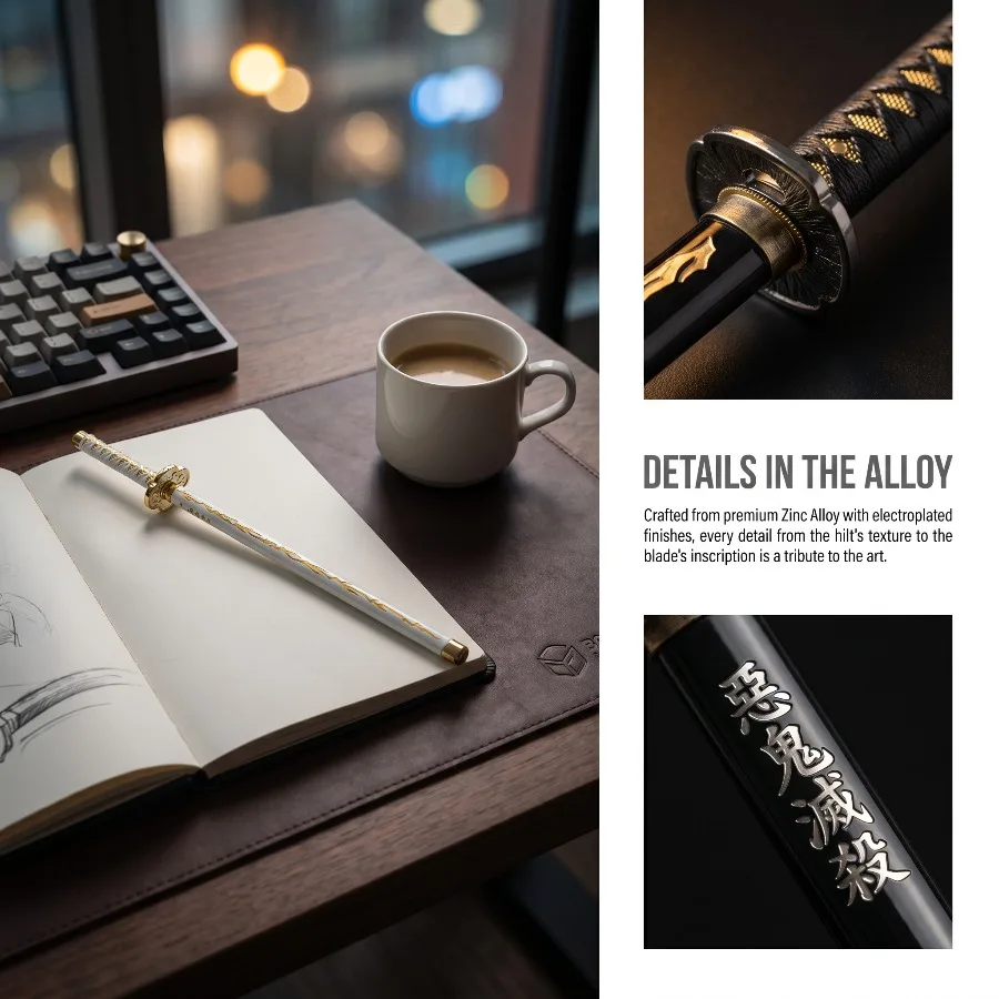 20cm Demon Slayer Signature Pen Shinobu Metal Real Size Katana Ballpoint Pen Anime Character Accessories Office Supplies Gifts