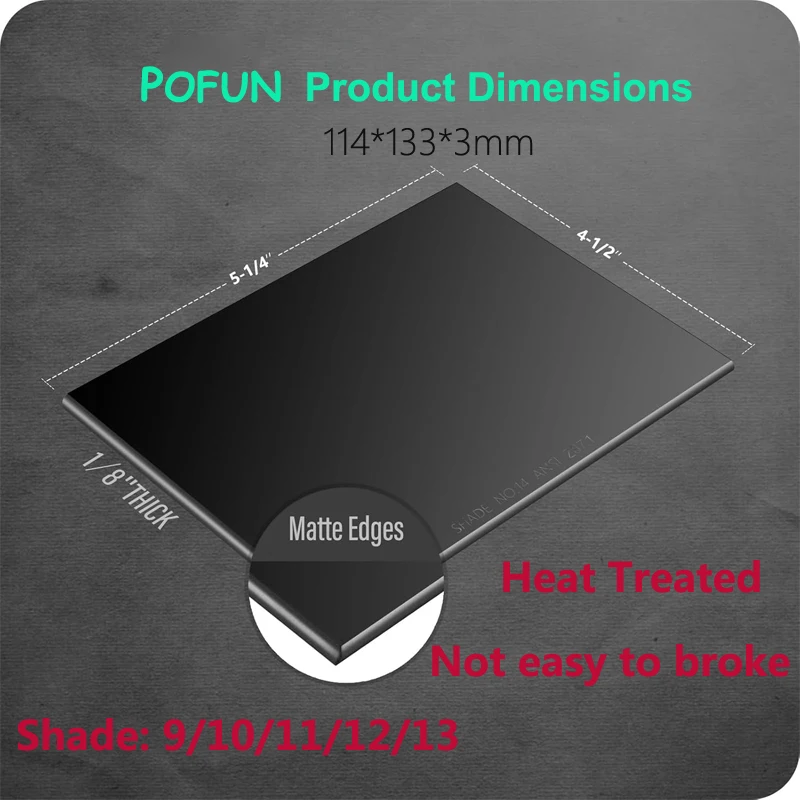 

1pc Black Welding Filter Anti-Glare Glass Lens Welding Eye Protection 114x133mm Shade 9-13 For Welding hood goggles helmet shild