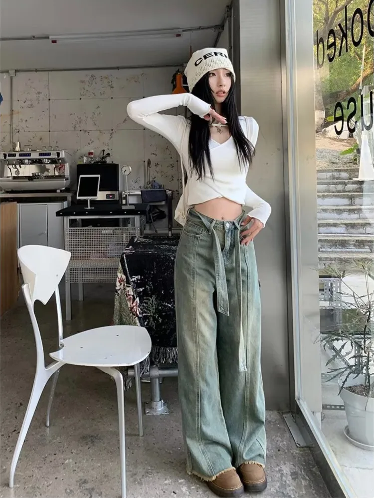 Vintage Harajuku Jeans Women Clothes For Teenagers Y2k Women\'s Slacks Fashion Aesthetic Clothing Autumn New Products Baggy Pants