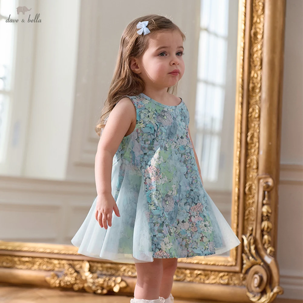

Dave Bella Girls Mesh Princess Dress Children Summer Sleeveless Dress Printed Elegant Birthday Party Clothes DB2252212
