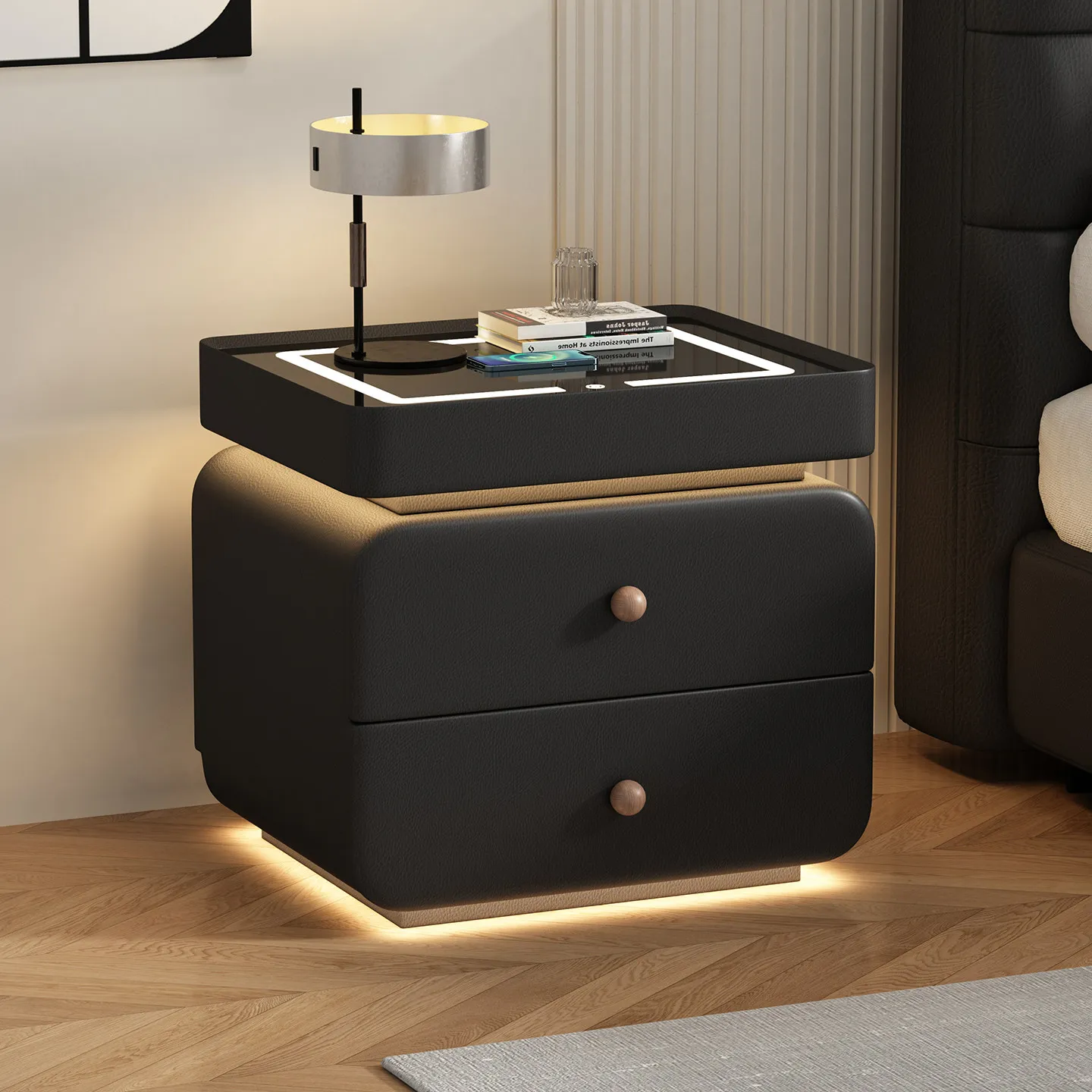 Drawers Storage Bedside Table Coffee Cabinets Mobile Bedroom Wood Organizer Nightstand Modern Mesa De Noche Hotel Furniture