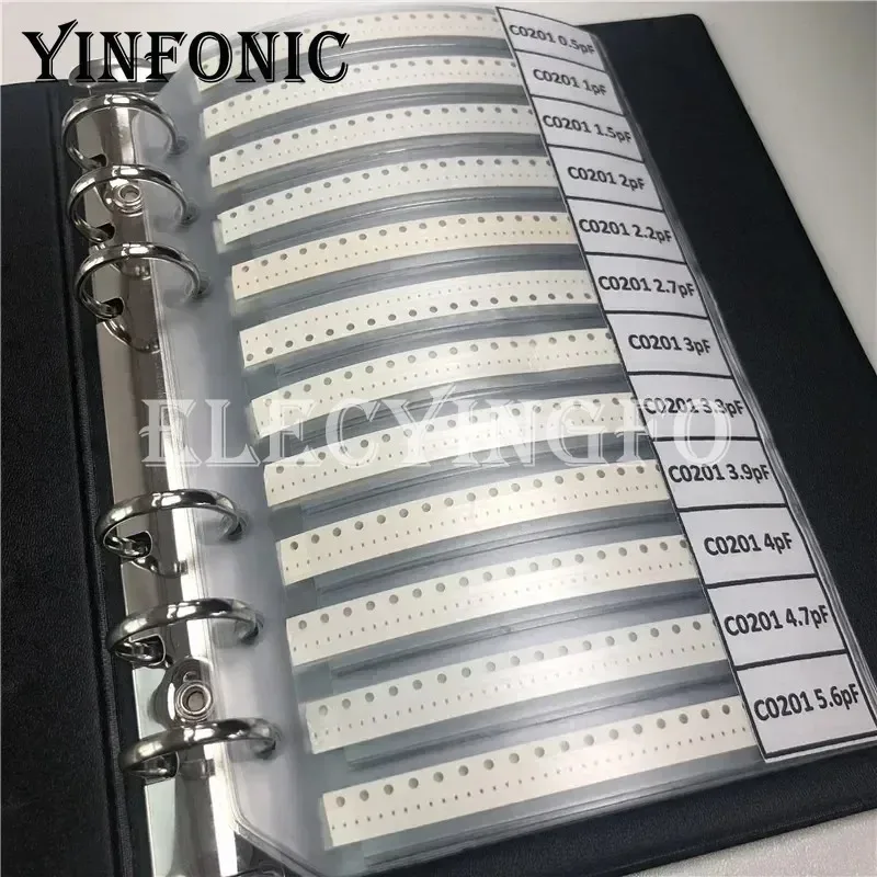 0201 SMD 커패시터 키트 51Valuesx50Pcs=2550Pcs 샘플 북(0.5pF~220nF) 칩 커패시터 모듬 전자 부품 키트