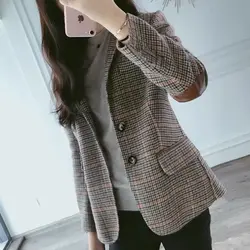 Woolen Plaid Small Suit Jacket for Women in Spring and Autumn 2025 New Short Style Korean Version Oversized Retro Women's Suit
