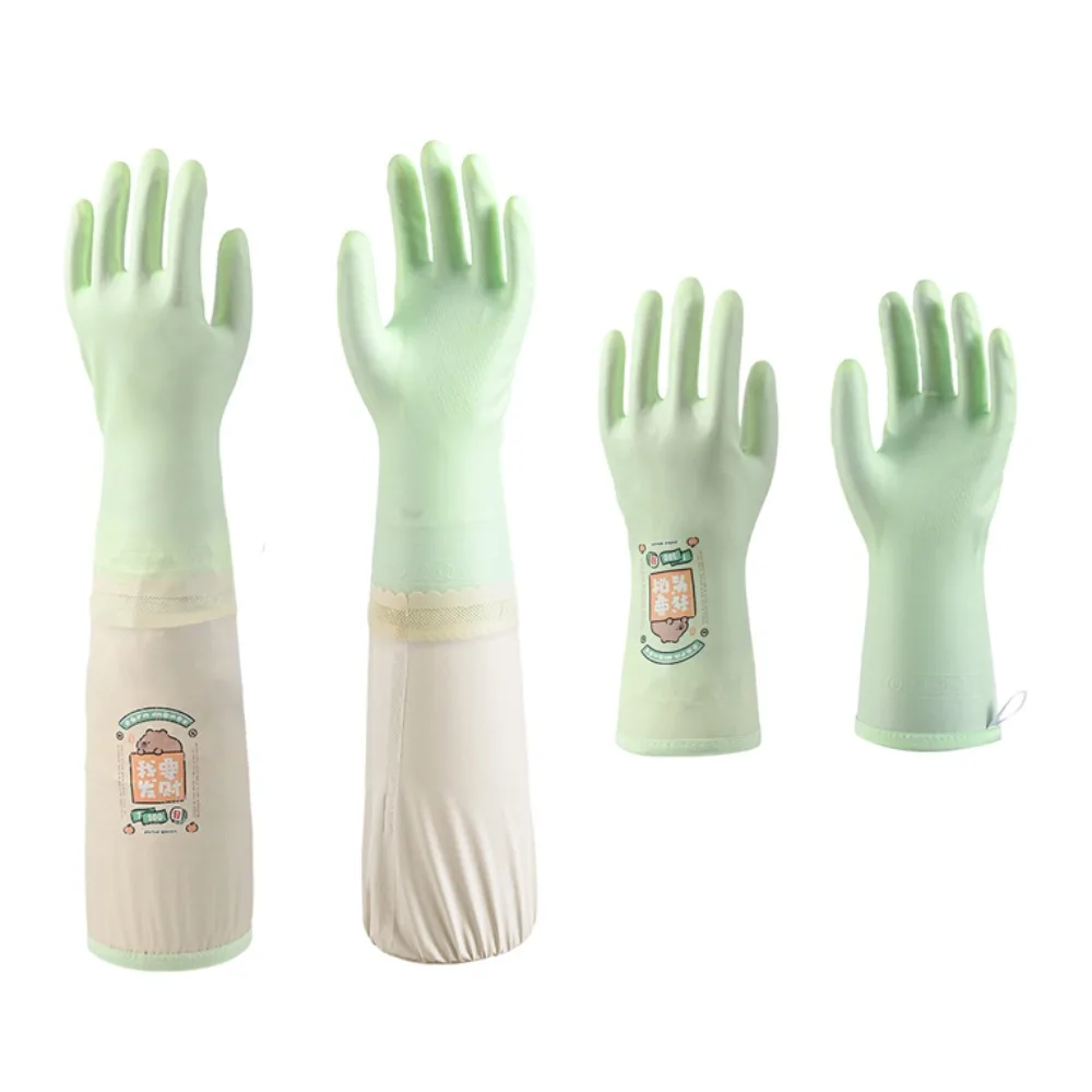 

2Pairs Anti Slip Winter Cleaning Gloves Waterproof Thickened Kitchen Gloves Cartoon Pattern Comfortable Latex Gloves Gardening