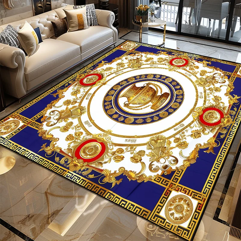 Luxury European Decoration Home Carpet Luxurious Gold Large Rugs for Living Room Senior Villa Hall Coffee Tables Mat Washable 러그