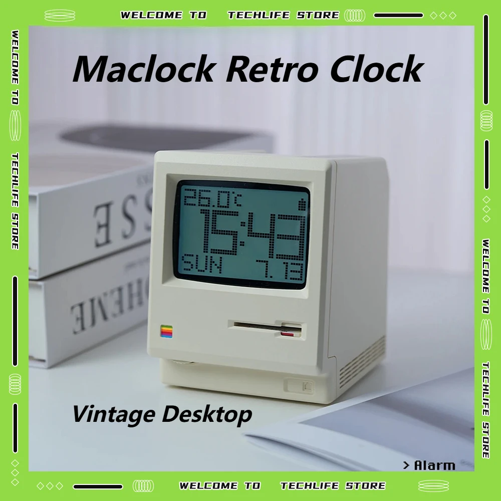 

Часы Maclock в стиле ретро, винтажный настольный будильник, механический механизм, деревянный корпус, аналоговый дисплей, бесшумный, нетикающий, офисный декор