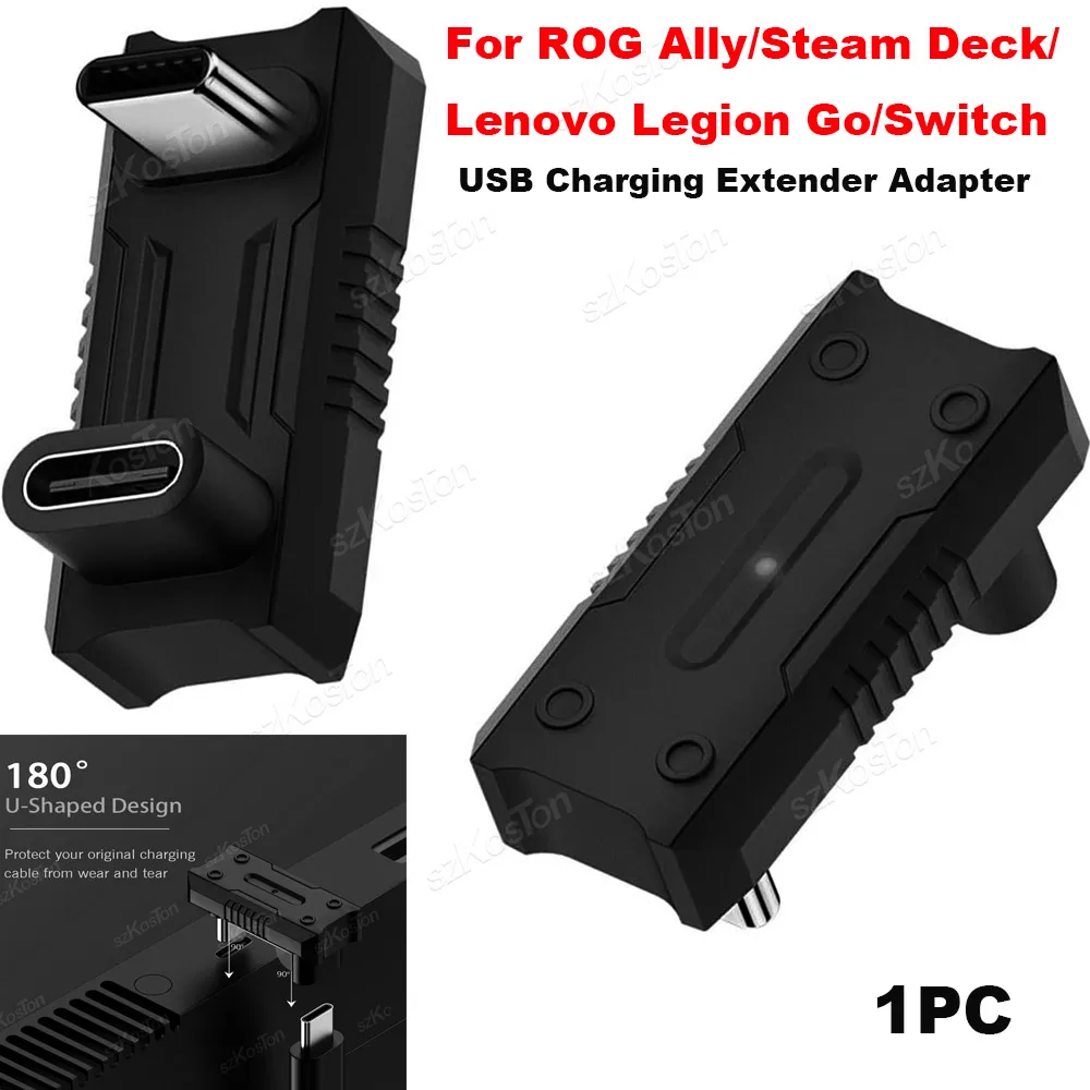 Für ROG Ally Steam Deck Lenovo Legion Go Switch Spielkonsole Schnell-Ladeadapter 180 °   USB-C-Stecker auf USB-C-Buchse Adapter