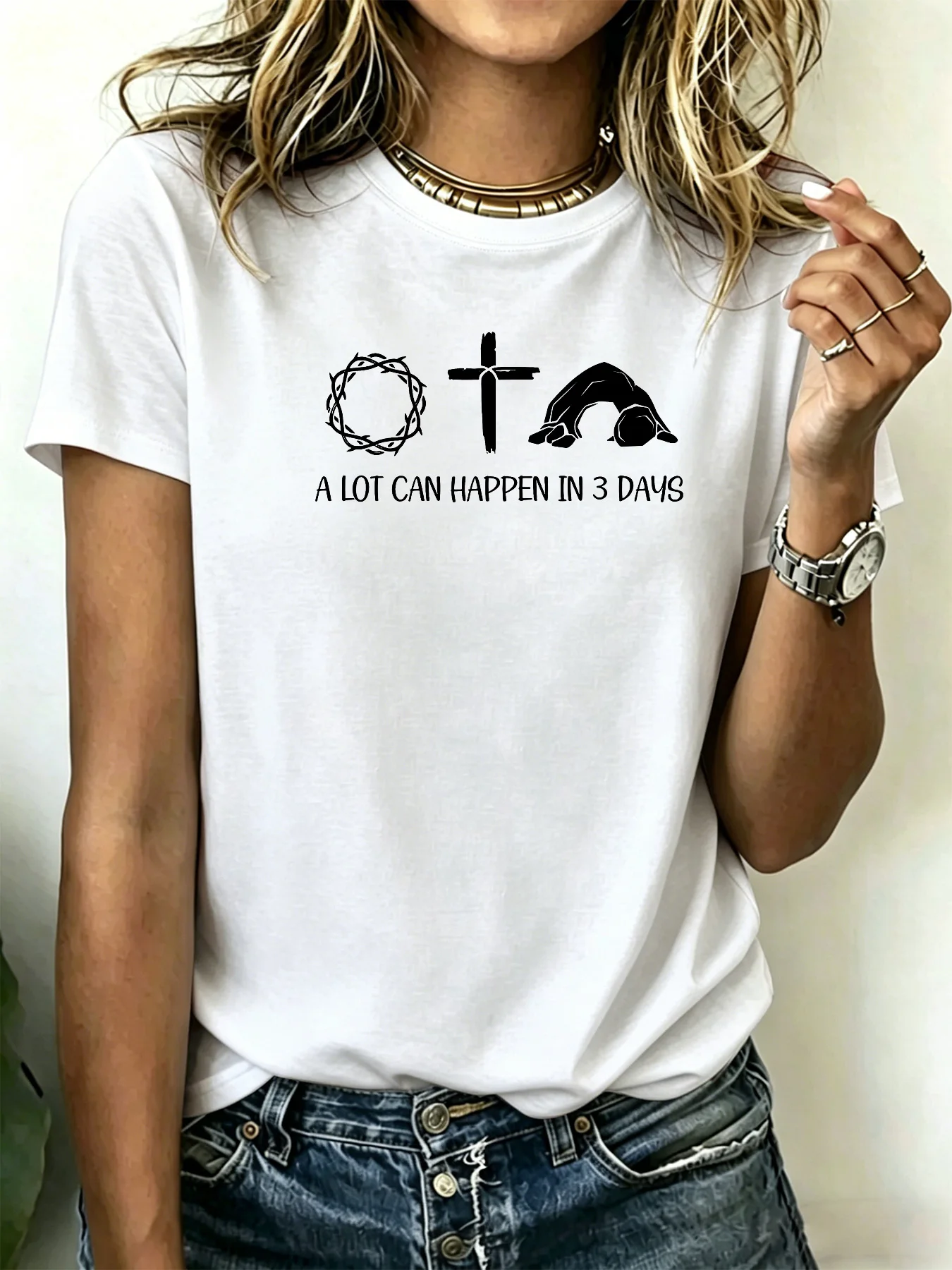 Plus-size women's 180g pure cotton T-shirts, comfortable and soft with unique pattern design that is fashionable and trendy