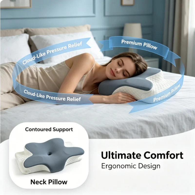 

Cooling Memory Foam Cervical Pillow Summer Orthopedic Neck Pain Relief Ergonomic Breathable for All Sleep Positions