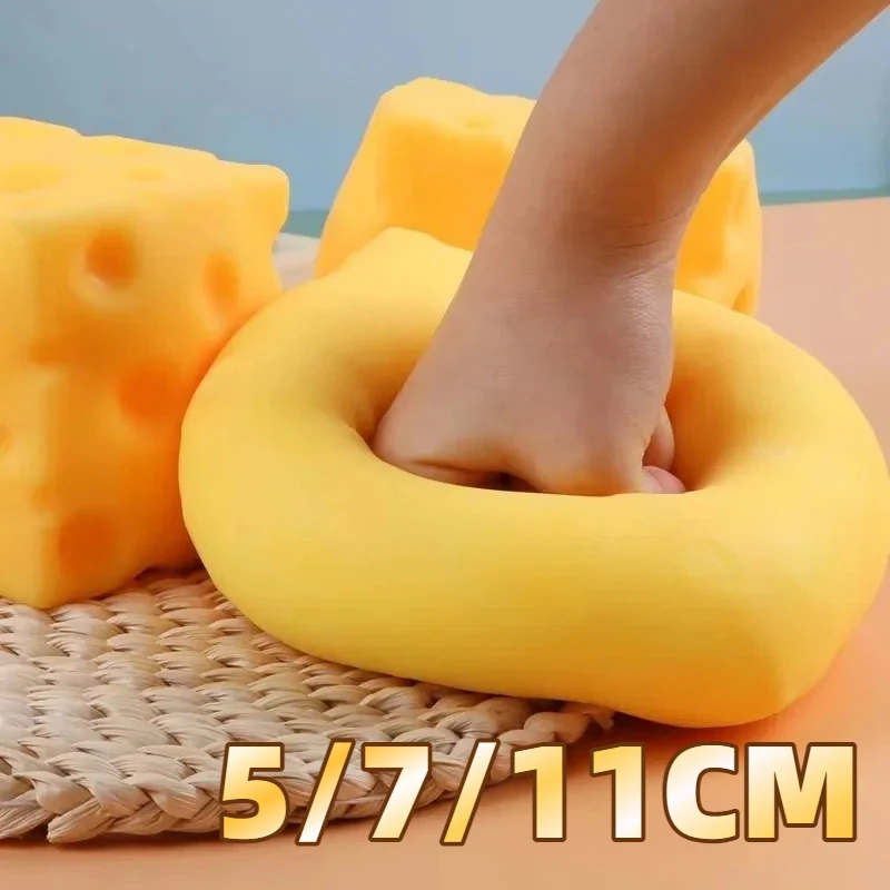 Käse-Fidget-Spielzeug 5/7/11cm Weiches Langsam Zurückfederndes Quetschspielzeug Formbarer Stressabbau-Ball Superweicher Stresskiller
