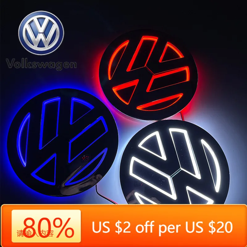 

Горячие эмблемы, 1 шт., 5D эмблема с задней подсветкой для моделей серии Volkswagen, 11 см (светящаяся задняя лампа светодиодного холодного света)