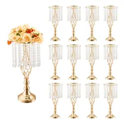 VEVOR 12PCS 49cm/19.3” Tall Crystal Wedding Flower Stand Vase for Party Decor