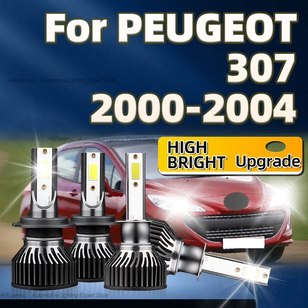 

2/4Pcs LED Headlight High Power 360W H7 H1 Car Lamp Turbo Fan 360 degree 6000K For PEUGEOT 307 2000 2001 2002 2003 2004