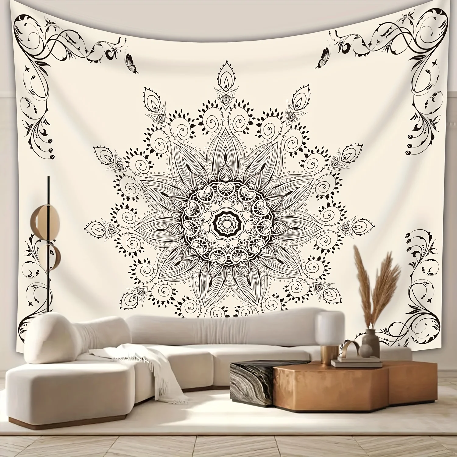 Bohemian Mandala Tapestry Wall Hanging Boho Chic Ethnic Geometric Decor Polyester Fabric Print for Living Room Bedroom Apartment