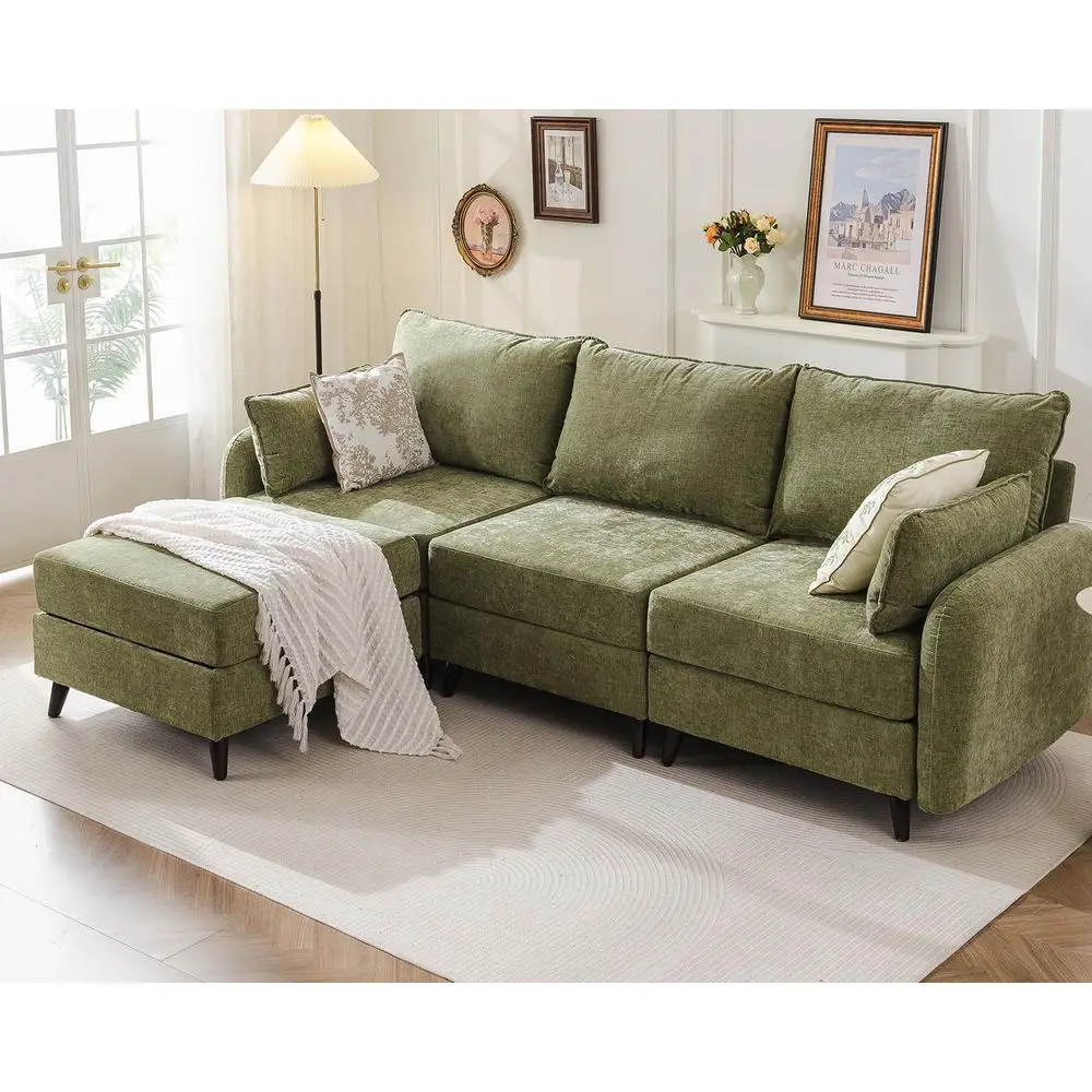 

Extravagant 104 Sectional Sofa with Storage, Spacious L-Shape Couch, 3-Seat Cloudy Comfort Couches, Ottoman, Large Sectional for
