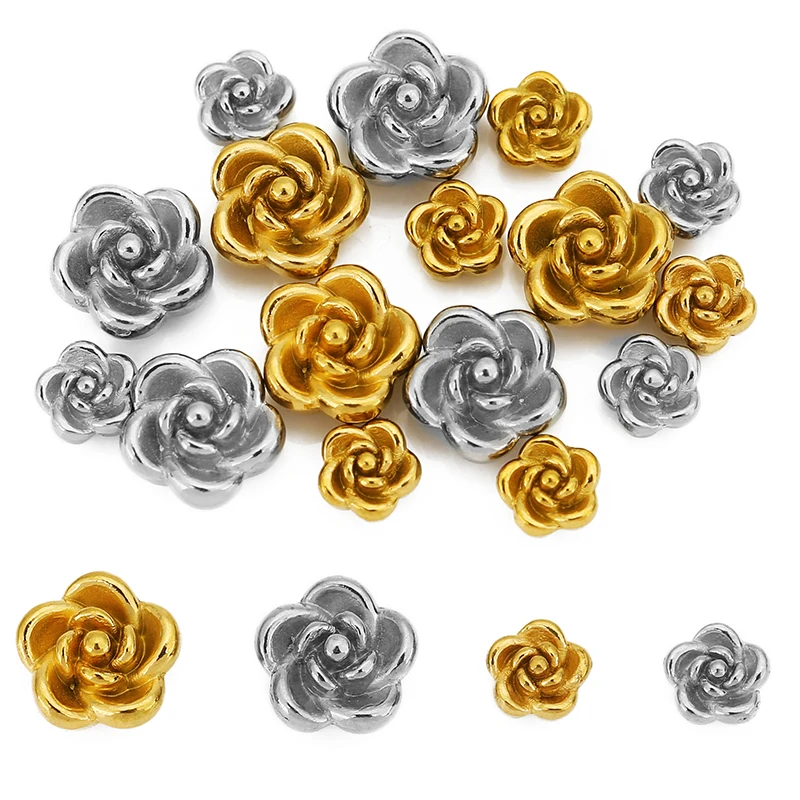 

5pcs PVD Never Fade Stainless Steel Flower Spacer Beads 5mm 8mm Bracelets Necklace Beads Bulk For Jewelry Findings Accessories