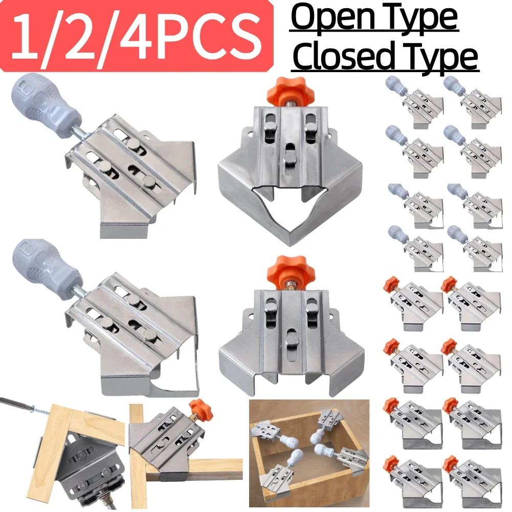 1/2/4pcs 90 Degree Fixing Clips Stainless Steel Splicing Clamp Locator Right Angle Splicing Quick Clamp for Wood Panel Splicing