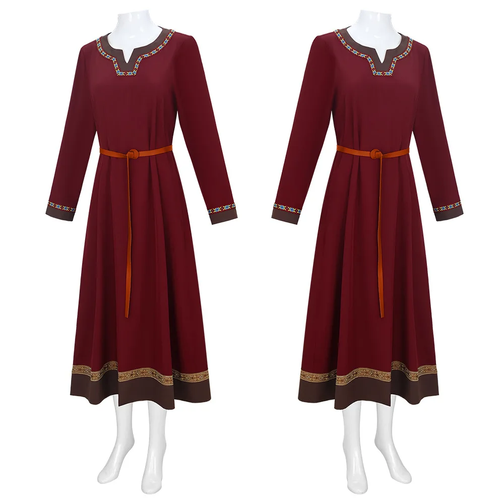 

Women's Medieval Dress Halloween Renaissance Rustic Four Side Stretch Ethnic Long Dresses Fashionable Stage Performance Costumes