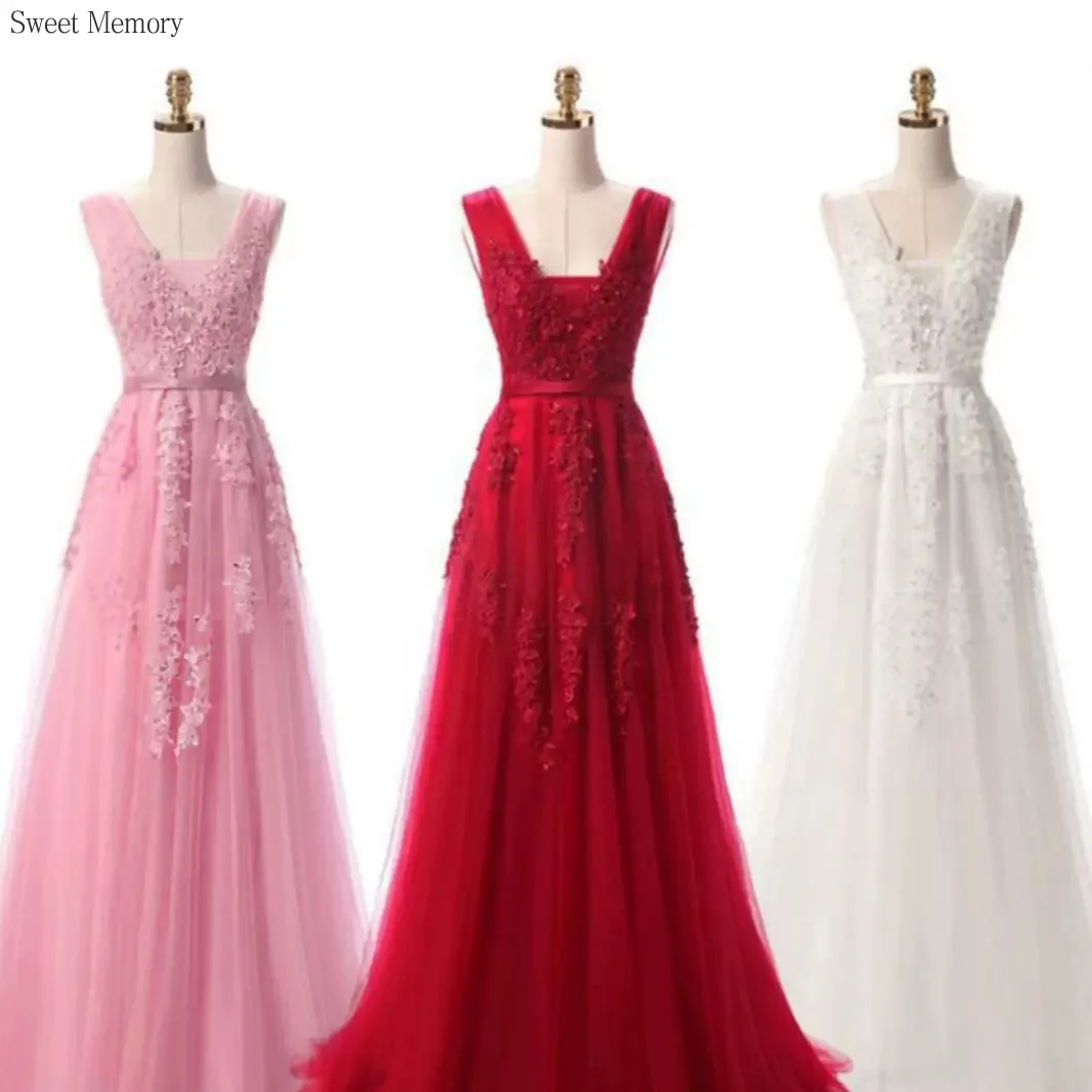 

A8128 Blue White Lilac Purple Evening Dresses For Girls Women Vestidos Sweet Memory Floor Length Gown Elegant Graduation Dress