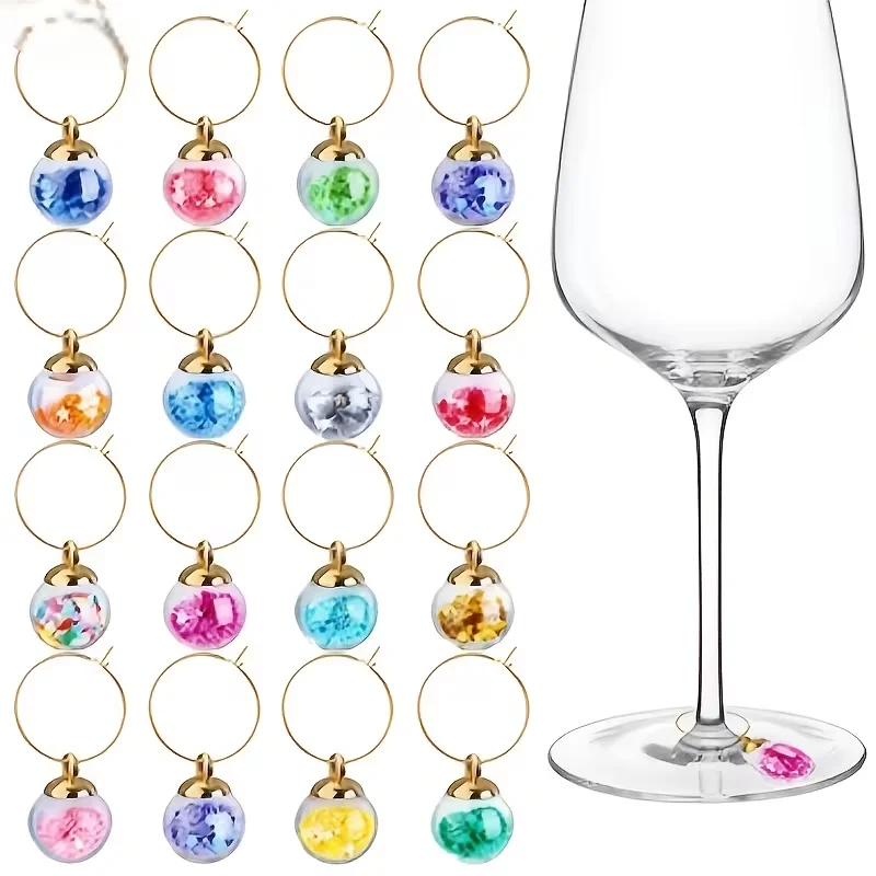 16 Glass Ball Wine Holders, Foot-Bottom Wine Holders, Wine Identifier, Wine Tasting Party Gift
