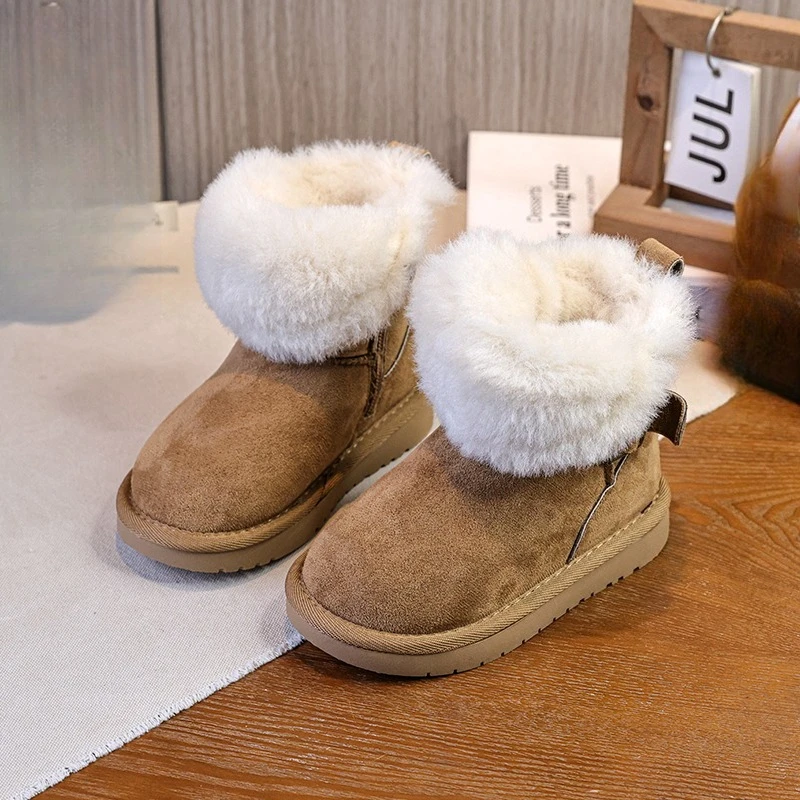 Soft Fluffy Snow Boots for Little Girls 2026 New Winter Kids Chunky Warm-lined Cotton Boots Non-slip Comfort School Daily Wear