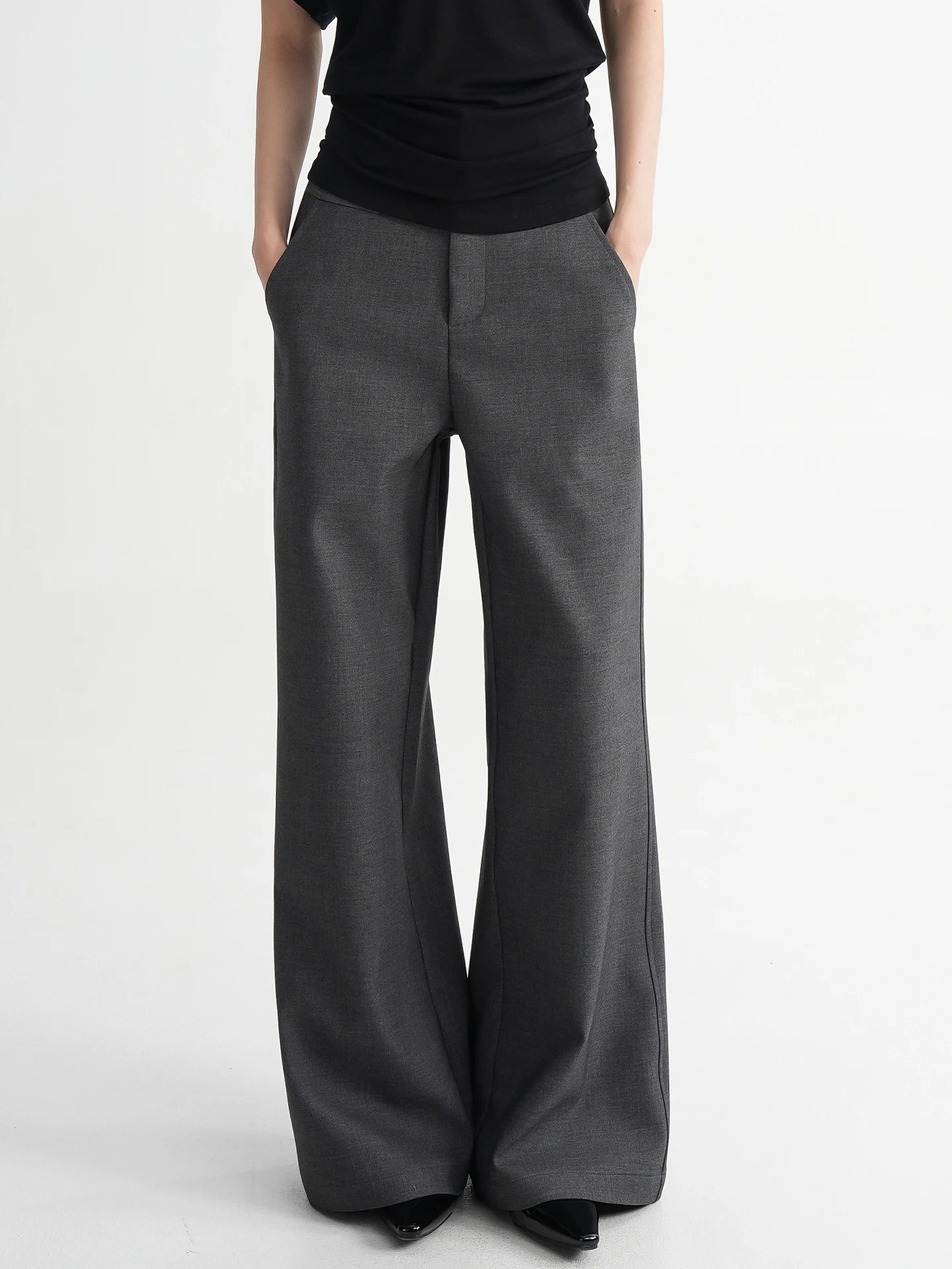

SRYS AME Wool Wide Leg Pants High Waist Lengthening Leg Effect Casual Spring New Style Women's Trousers Floor-Length