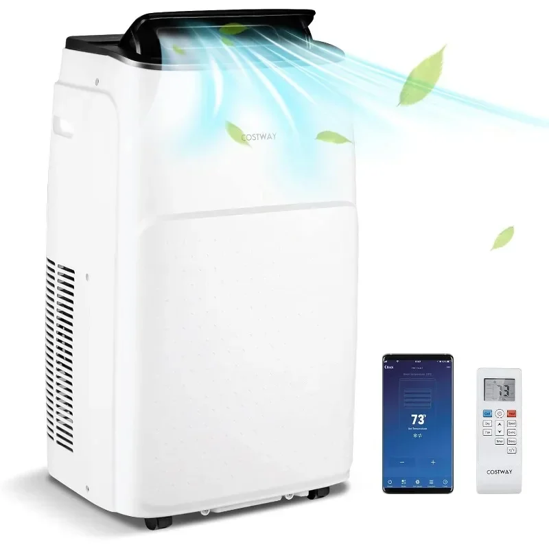 COSTWAY Aire acondicionado portátil de 13,000 BTU, CA inteligente compatible con WiFi con aplicación y control por voz, con frío, ventilador, calor y deshumidificador